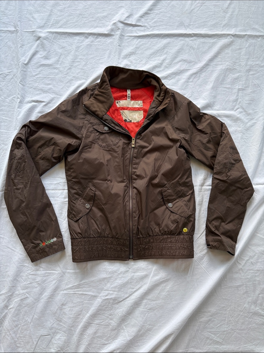 Burton Lightweight Bomber Jacket Women’s Small Brown Embroidered